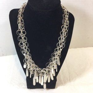Chico's Silver Toned Fancy Chunky BOHO Gothic Adjustable Necklace 22"